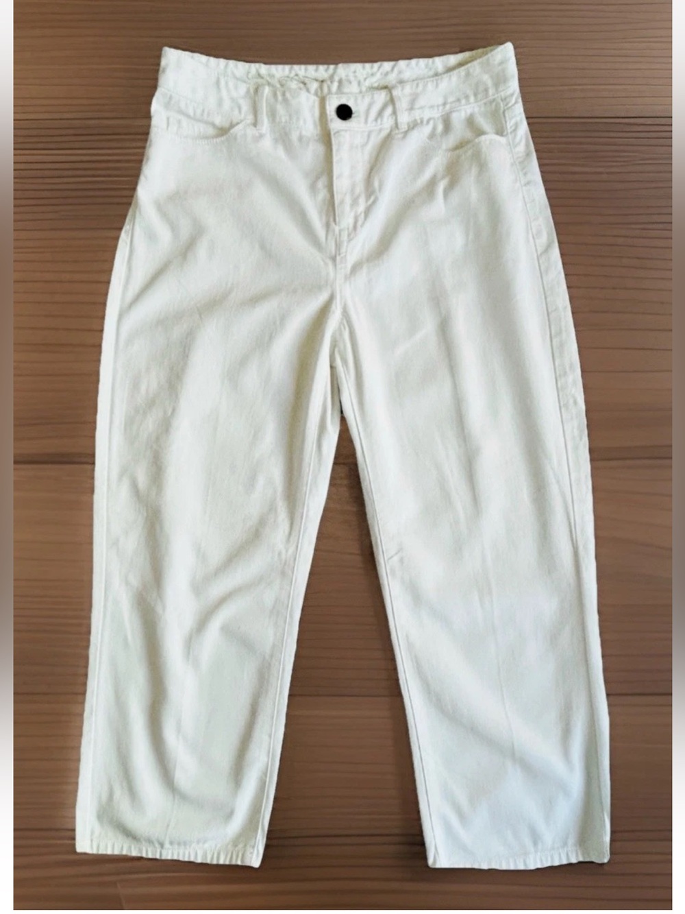 COLDWATER CREEK Women’s White Cropped Capri Cotton Blend Pants 4